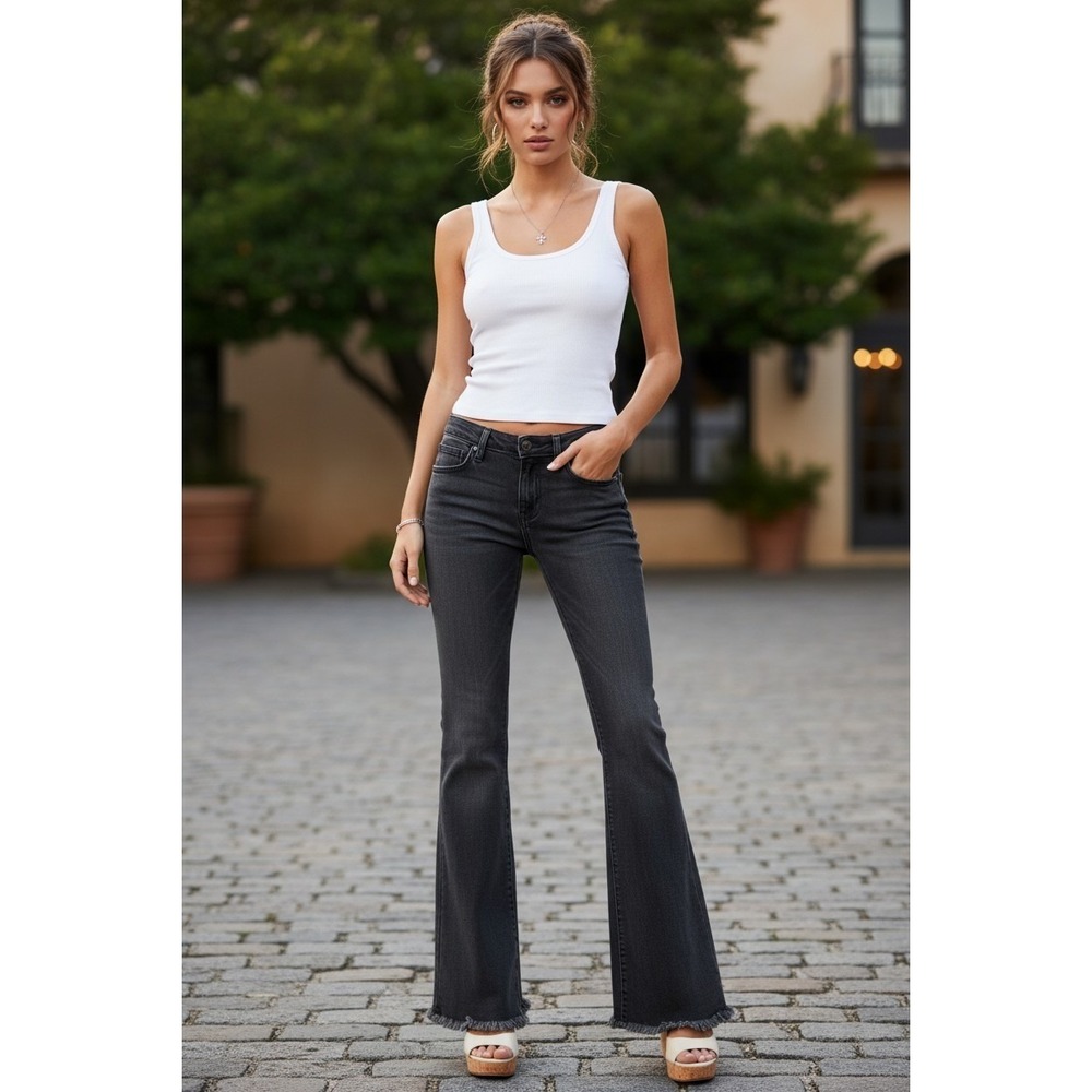 NWT Current/Elliott Flip Flop Bootcut Jeans‎ Townhouse Black W26x33 Tall $238